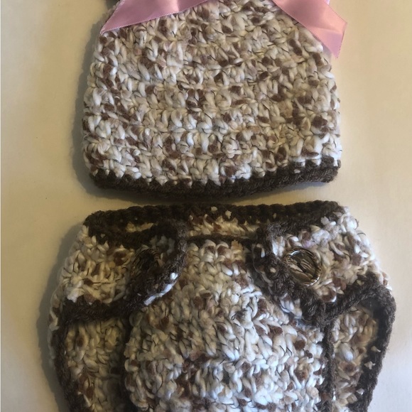 Adorable Baby Bunny Hat and Diaper Set Hand Crochet Unisex for Him or Her - Picture 2 of 5